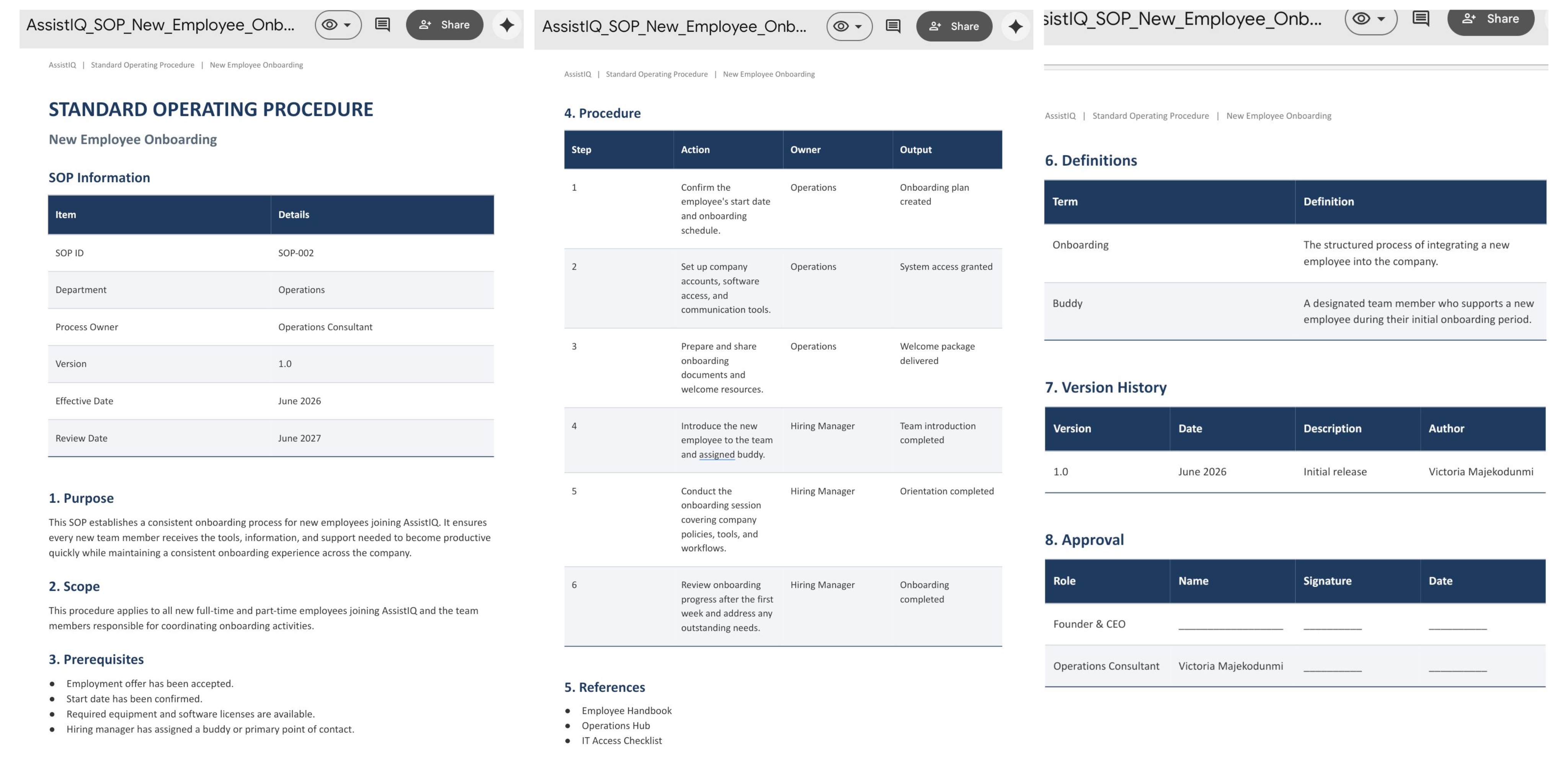 SOP for new employee onboarding